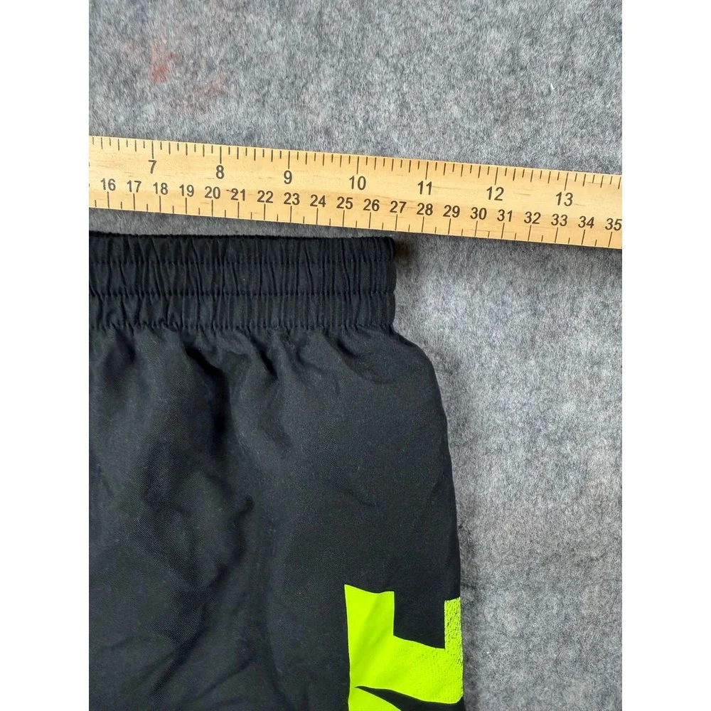 Nike Boys Swim Trunks Black Neon Yellow Mesh Lined Shorts Size‎ Medium M 10-12